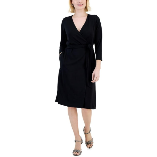 Alfani Womens Petites Wrap Tie Front Wrap Dress Size PL