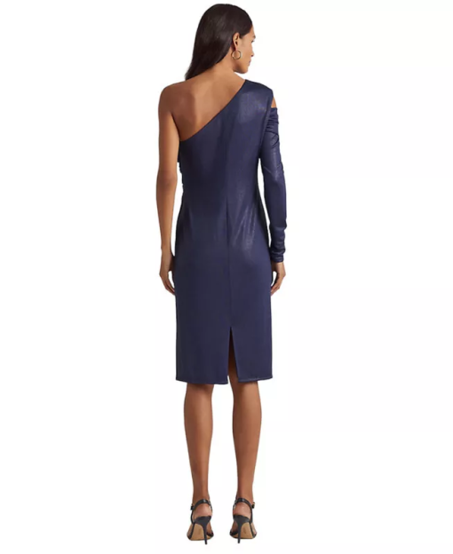 Lauren Ralph Lauren Women's Foil-Print Jersey One-Shoulder Cocktail Dress - French Navy 16 - Image 2