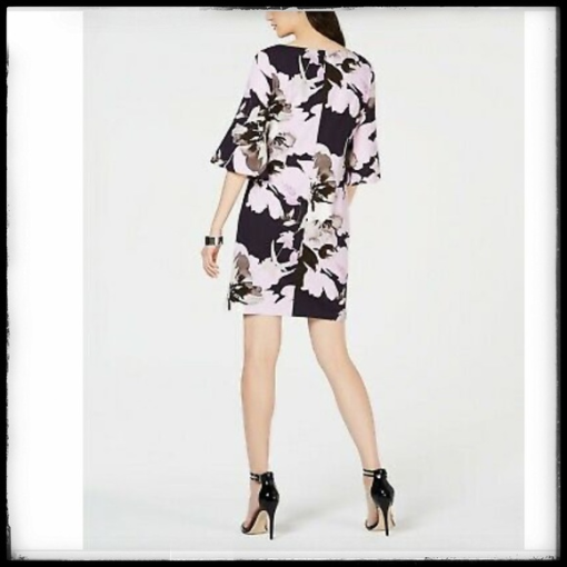 Vince Camuto Womens Floral Print Bell Sleeves Party Dress 4 - Image 2