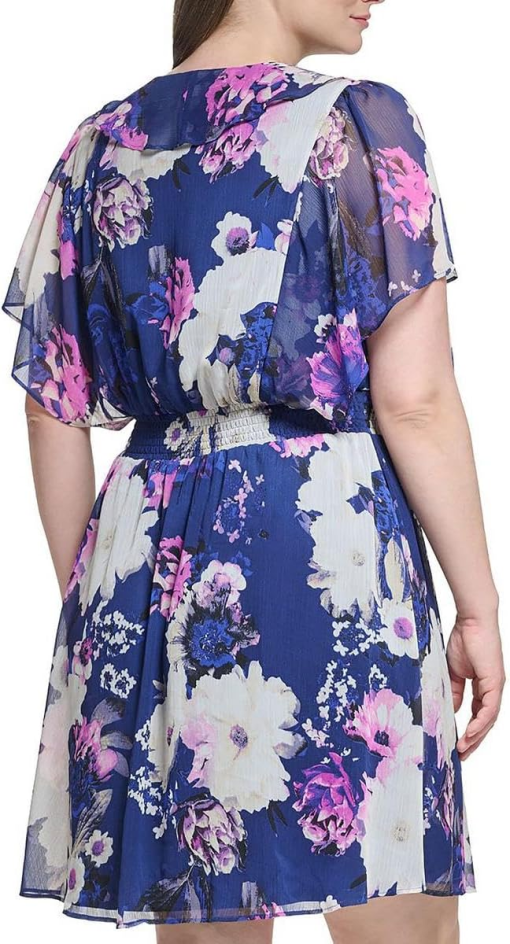 Dkny Plus Size Floral-Print V-Neck Smocked Dress 16W - Image 2