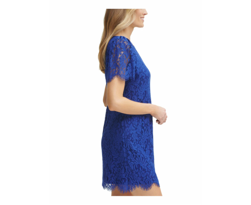 Jessica Howard Petite Lace Puff-Shoulder Dress - Royal blue 4P - Image 3