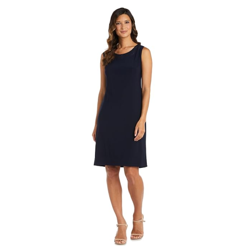 R&m Richards Petite Women's Shift Dress and Soft Jacket, Navy Blue, PM - Image 3