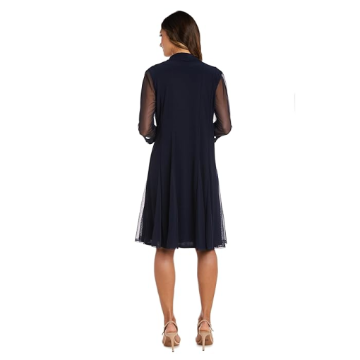 R&m Richards Petite Women's Shift Dress and Soft Jacket, Navy Blue, PM - Image 2