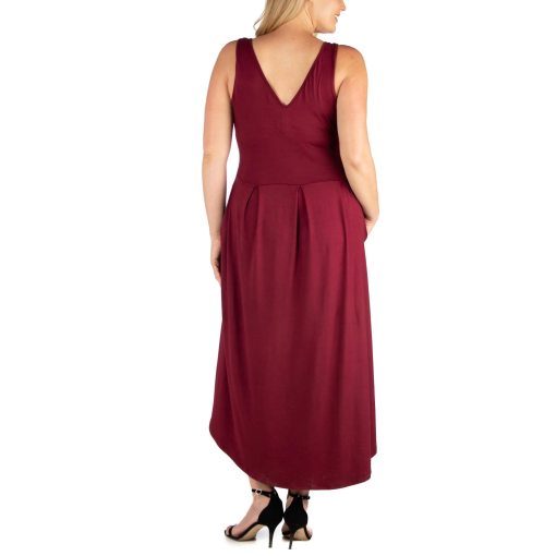 24seven Women's Plus Size High Low Party Dress - Burgundy - Image 2