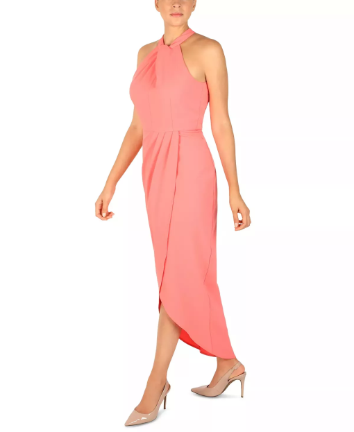 Julia Jordan Knot-Neck Tulip-Hem MIDI Dress - Melon 8 - Image 2