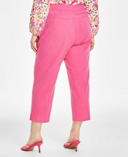 Bar III BERRY CRUSH Women S Plus Bi-Stretch Straight Cropped Pants US 16W - Image 2