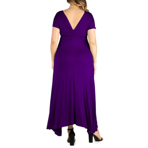 24Seven Womens Poncho Sleeve Long Maxi Dress purple 2X - Image 2