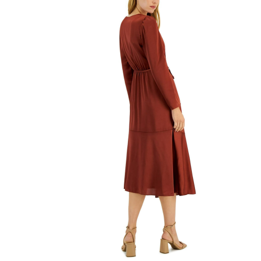 I.n.c. International Concepts Women's V-Neck Faux Wrap Dress, Created for Macy's - Corten 12 - Image 2