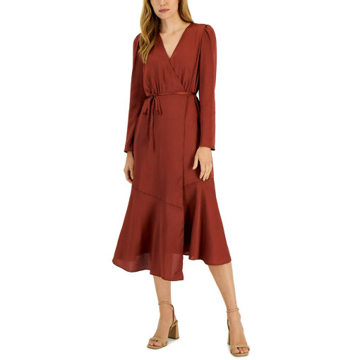 I.n.c. International Concepts Women's V-Neck Faux Wrap Dress, Created for Macy's - Corten 12