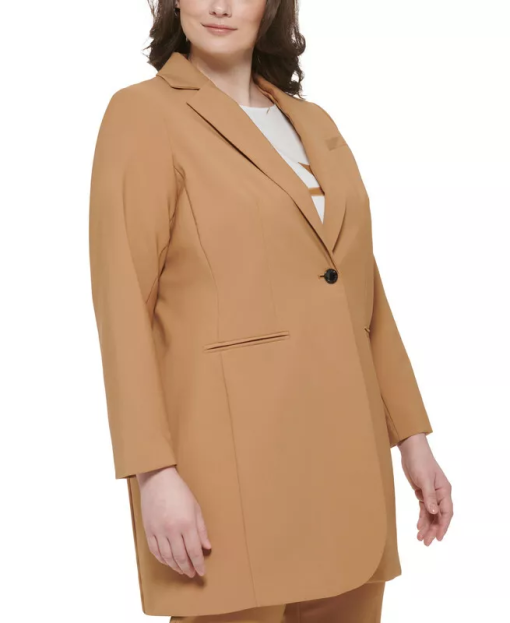 Calvin Klein Plus Size Infinite Stretch Notched-Collar One-Button Blazer 22W - Image 2