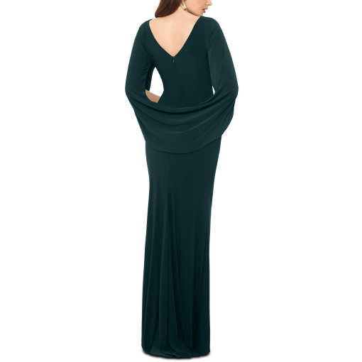 Betsy & Adam Women's Knit Drape Back Long Gown, 6 - Image 2