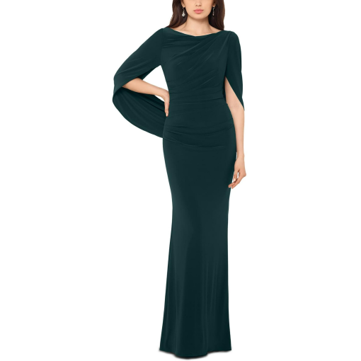 Betsy & Adam Women's Knit Drape Back Long Gown, 6