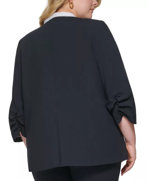 Calvin Klein Plus Size Collarless 3/4-Sleeve Jacket - Navy 20W - Image 3