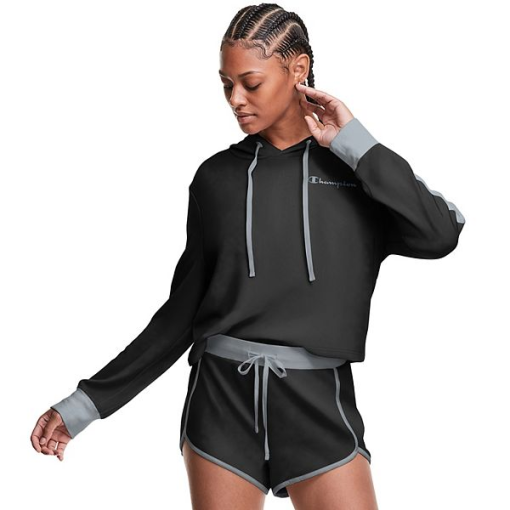 Women's Champion Cropped Hacci Sleep Set Black/Silverstone size L