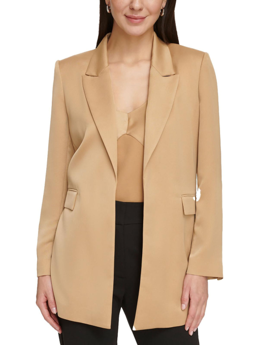 Dkny Women's Notched-Collar Open-Front Blazer - Pecan XL