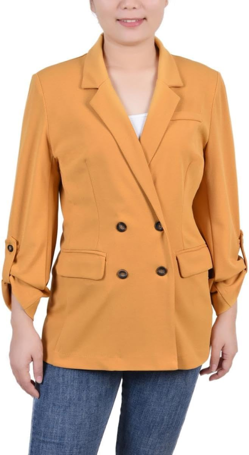 NY Collection Mustard Blazer Petite Size Women's Jackets