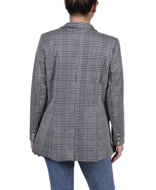 Ny Collection Petites Womens Houndstooth Business One-Button Blazer PL - Image 2