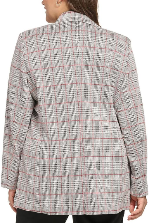 Calvin Klein Womens Plus Knit Plaid One-Button Blazer 3X - Image 2