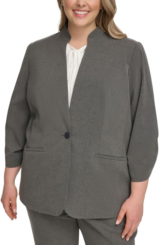 Calvin Klein Plus Gray Pinstripe Blazer 24W - Women's Suit Jacket