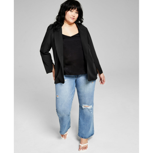 And Now This Trendy Plus Size Oversized Boyfriend Blazer - Black 4X