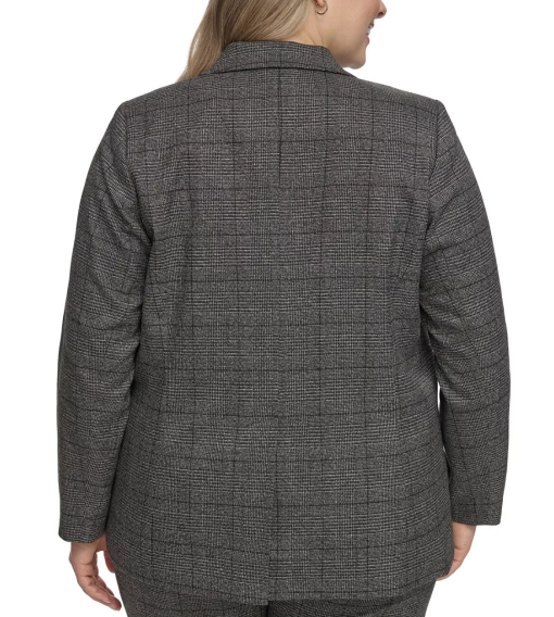 Calvin Klein Plus Size Menswear One-Button Jacket - Charcoal Multi 22W - Image 2