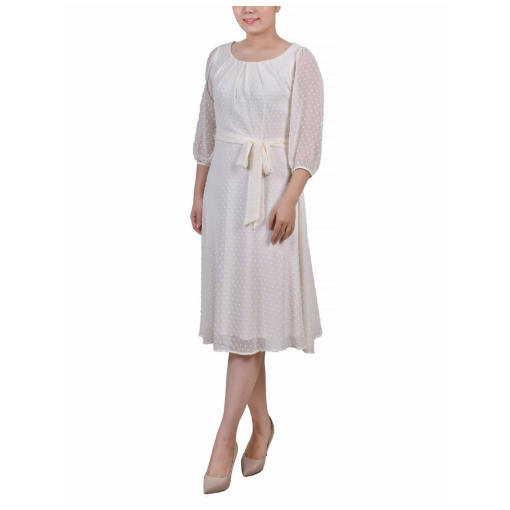 Ny collection Petites Womens Blouson MIDI Fit & Flare Dress PM