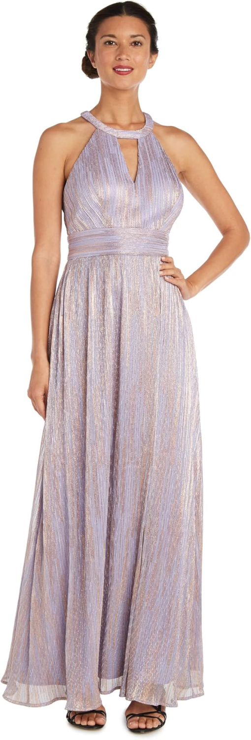 Richards Womens R&M Richards Sleeveless Keyhole Maxi Shimmer Gown 8