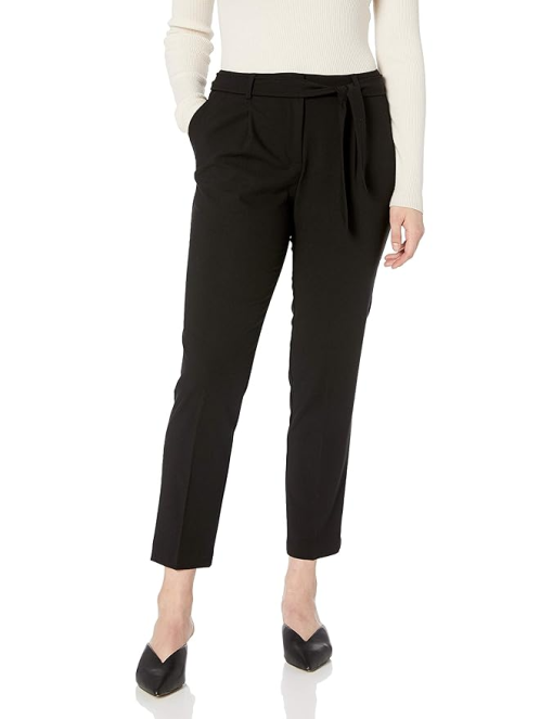 Women's Halogen Tie Waist Twill Ankle Pants, Size 16 - Black