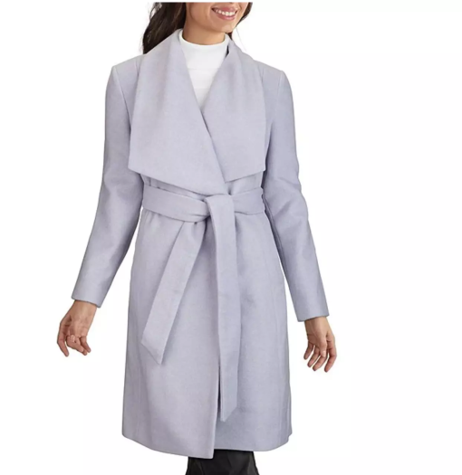 Damage Cole Haan Women's Overcoats LAVENDER - Lavender Wool-Blend Trench Coat 6 - Image 2