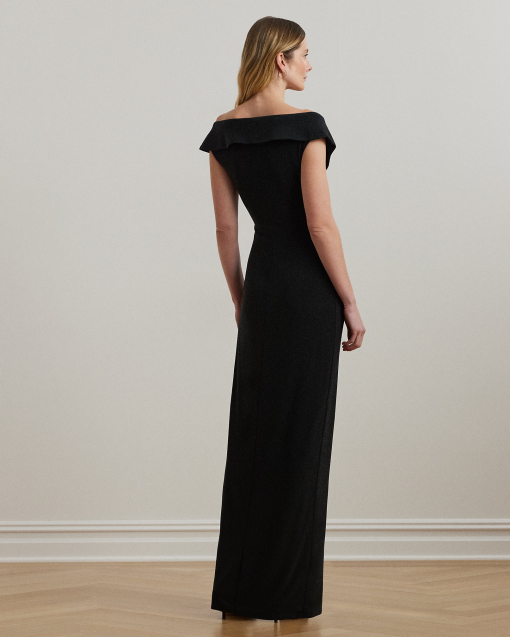 Lauren Ralph Lauren Women's Jersey Off-the-Shoulder Side-Slit Column Gown - Black Size 8 - Image 2