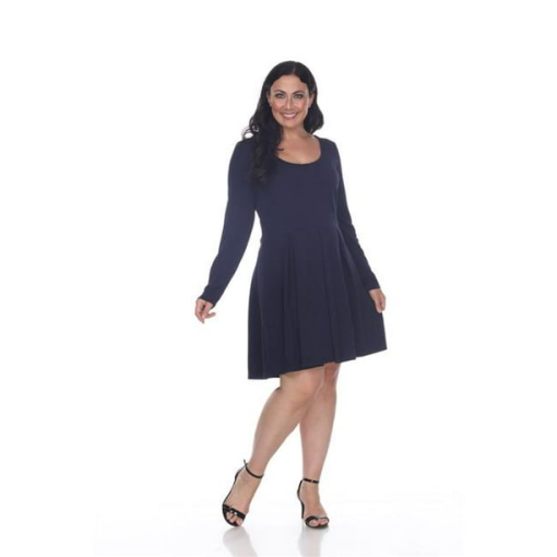 White Mark Plus Size Jenara Dress - Blue - 1X