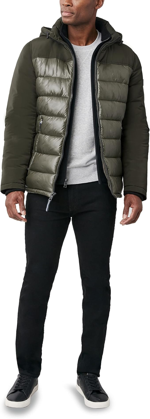 Nautica Men's Mixed Media Puffer Jacket Green, 2X-Large - Men's Ski Outerwear at Academy Sports