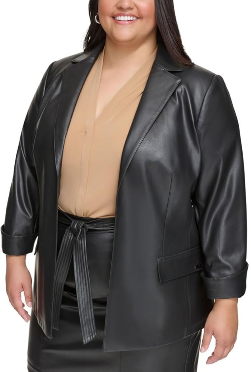 Calvin klein Plus Womens Faux Leather Suit Separate black 22W