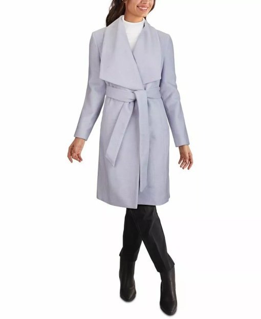 New with Defect Cole Haan Women's Overcoats LAVENDER - Lavender Wool-Blend Trench Coat 6