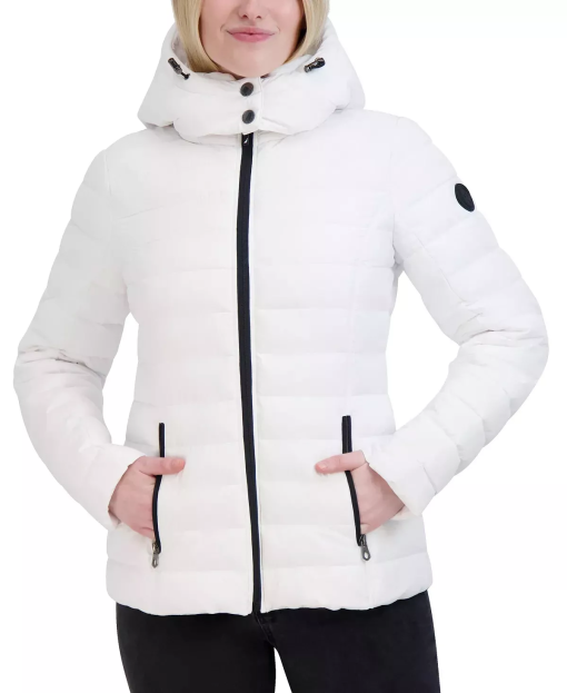 Nautica Women's Stretch Faux-Fur-Hooded Packable Puffer Coat - Winter White XL