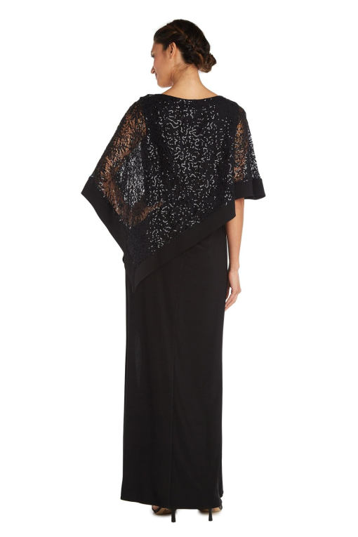 R & M Richards Sequined Lace Cape Gown - Black Size 10 - Image 2