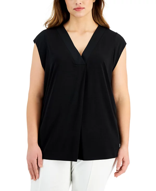 Calvin Klein Plus Size Drape-Front Top 2X