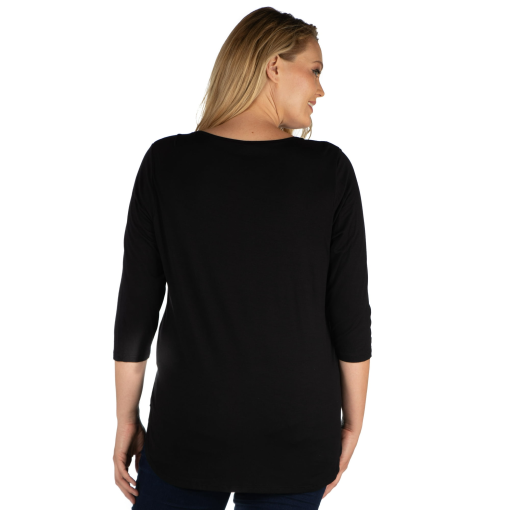 24 Seven Women's Plus Size Criss Cross Detail Tunic Top - Black no size - Image 3