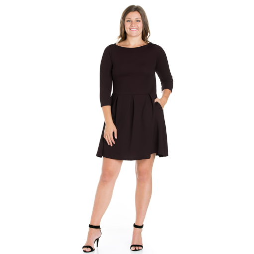 24 Seven Women's Plus Size Perfect Fit and Flare Dress - Black 3X