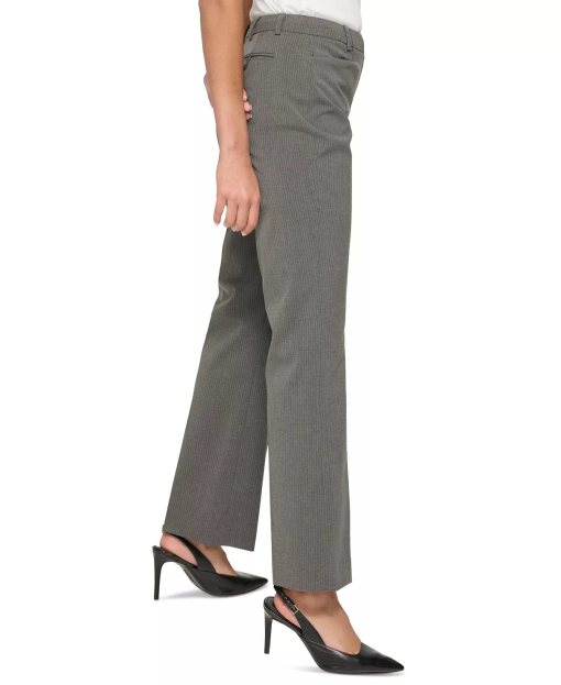 Calvin Klein Women's Pinstriped Modern Pants - Charcoal/cream size 2 - Image 3