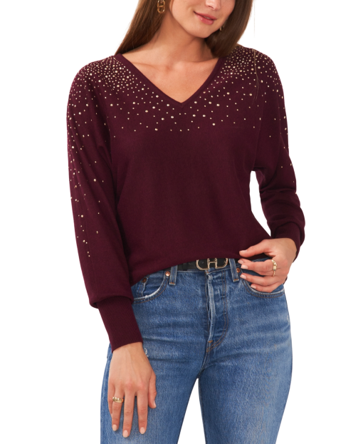 Sam and Jess Women���s Knit Long Sleeve V-Neck Sweater M