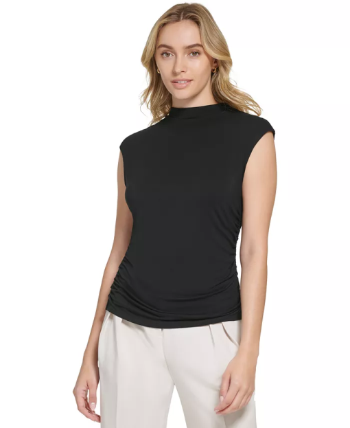 Calvin Klein Women's X-Fit Sleeveless Mock-Neck Top - Charcoal XL