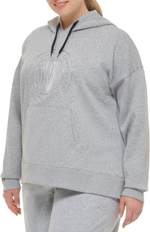 DKNY Plus Size Gray Hoodie Sweatshirt - Women's Plus Size Clothing