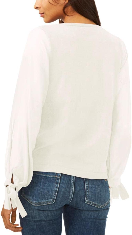 CeCe Crewneck Tie Sleeve Sweater in Antique White at Nordstrom, Size Xx-Large - Image 2