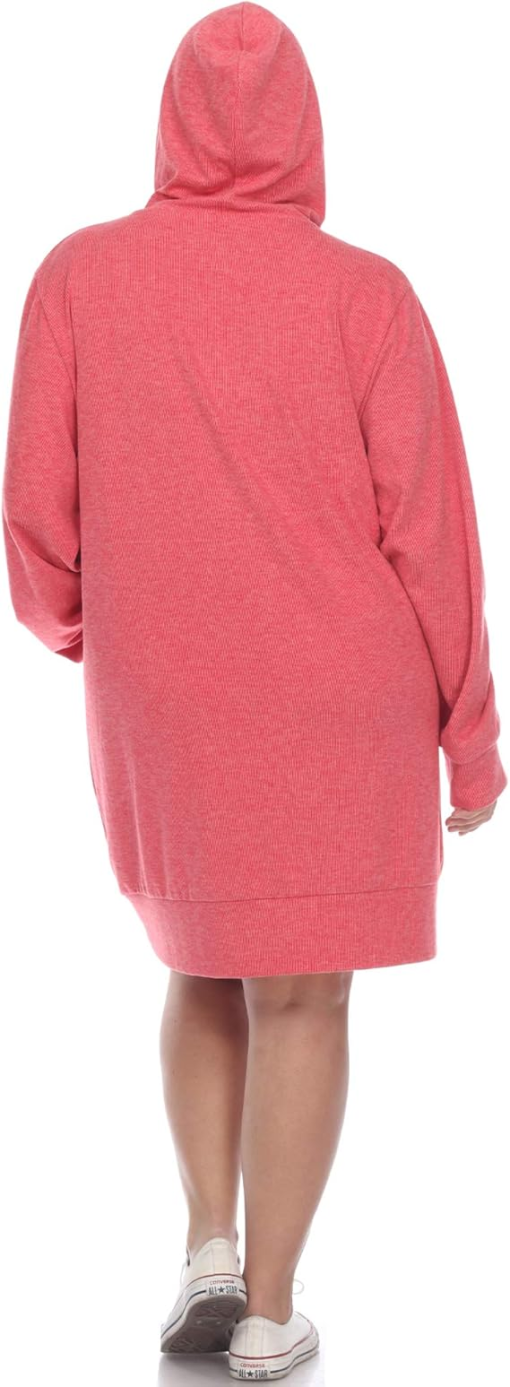 White Mark Women's Plus Size Hoodie Sweatshirt Dress, Red, 2X - Image 2