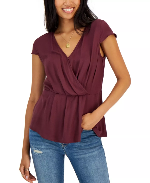 Tinsel Petite Draped Faux-Wrap Top - Sassafras PL