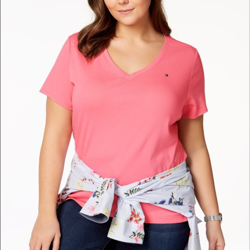 Tommy Hilfiger Plus Size Cotton V-Neck T-Shirt 1X - Image 2