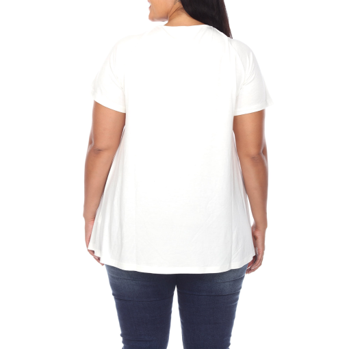 White Mark Plus Womens Cut-Out Round Neck Blouse 1XL - Image 2