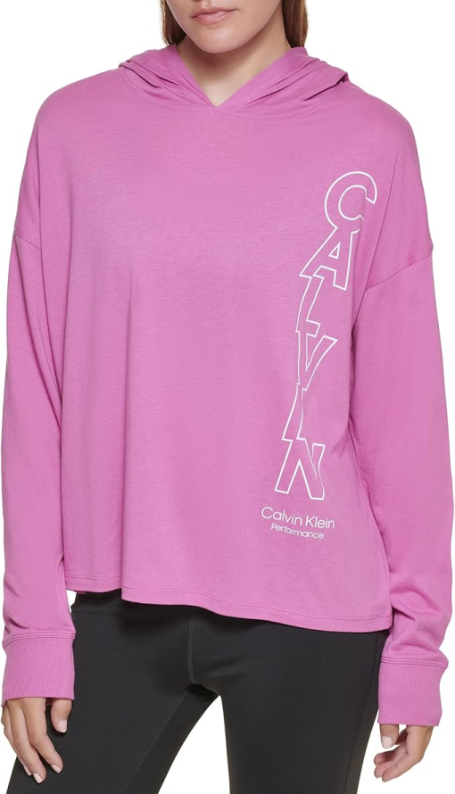 Calvin Klein Performance Outline Logo Hoodie Top pink L