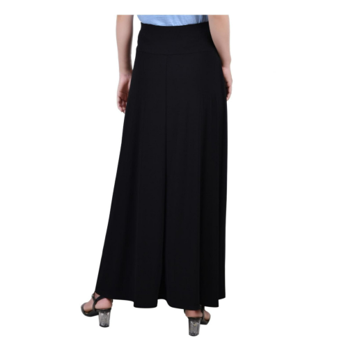 Petite NY Collection Solid Black Tie Waist Long Skirt black PM